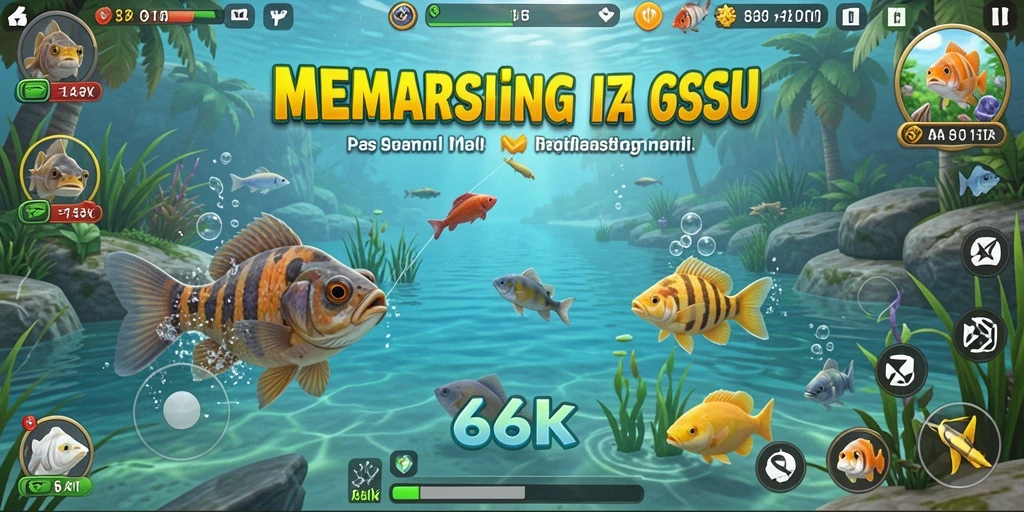 Screenshot gameplay 66K dengan suasana memancing yang menarik dan menenangkan.