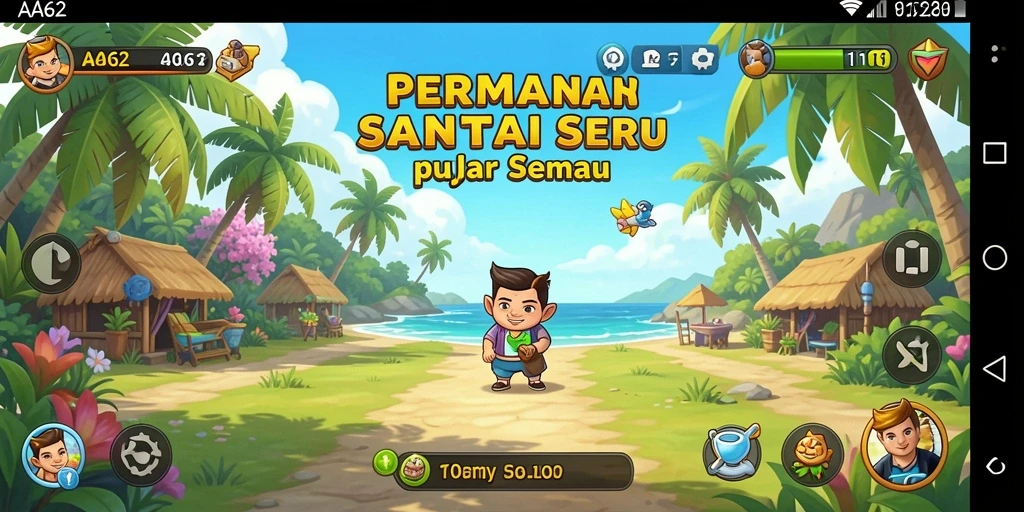 Tampilan seru gameplay AA62 yang menghibur dan penuh warna.