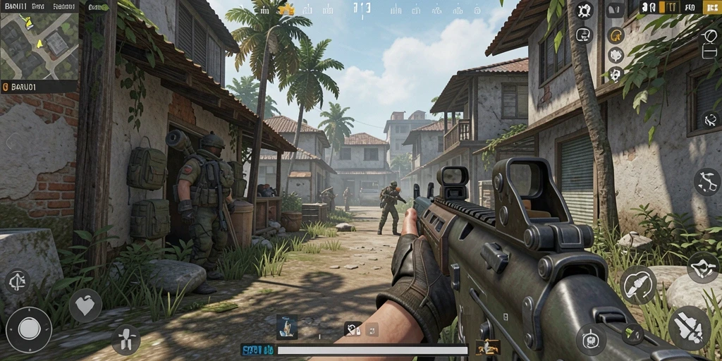 Tampilan gameplay mendebarkan dari BARU01 dengan aksi FPS yang intens.