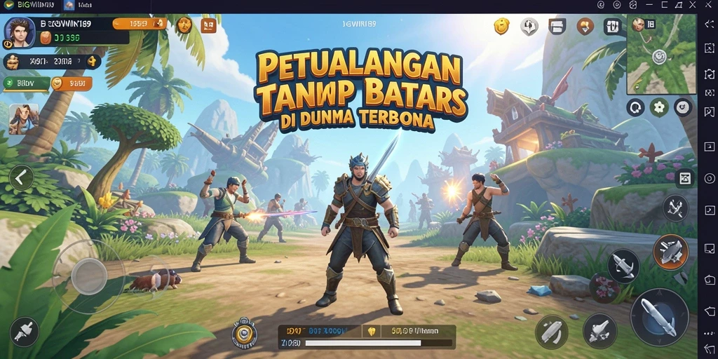 Tampilan gameplay <strong>BIGWIN189</strong> dengan lingkungan dunia terbuka yang luas.