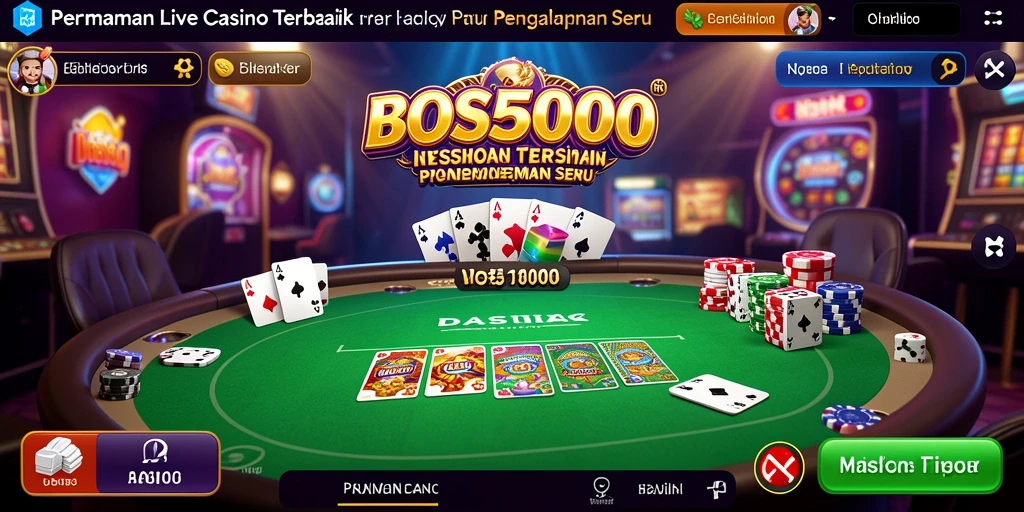 Gameplay seru di BOS5000 dengan dealer langsung dan suasana kasino.