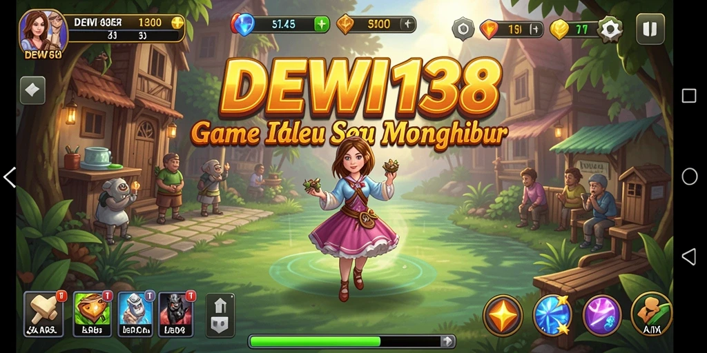 Screenshot gameplay DEWI138 yang menampilkan karakter dan aktivitas Idle.