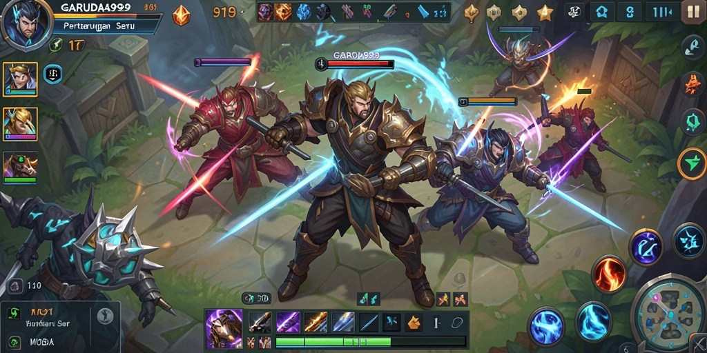 Tampilan seru gameplay GARUDA999 dalam pertarungan tim.