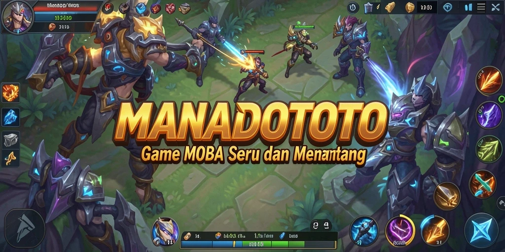 Tampilan layar permainan MOBA yang mendebarkan dari MANADOTOTO.