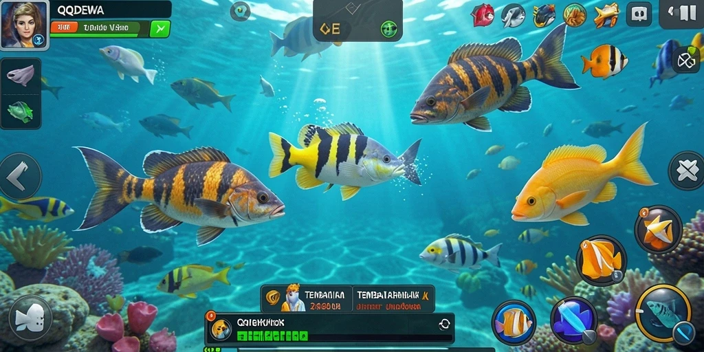 Tangkapan layar gameplay QQDEWA menunjukkan aksi menembak ikan yang seru.