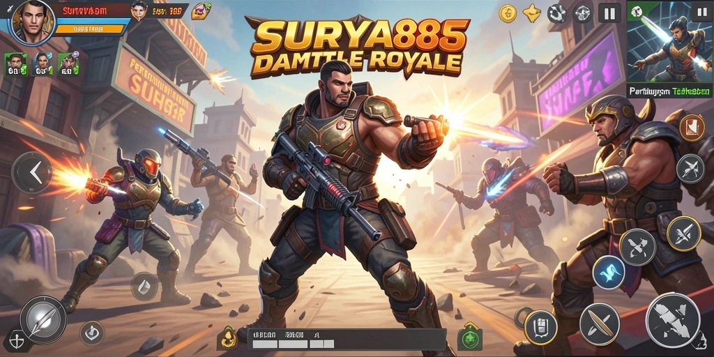 Tangkapan layar SURYA88 menampilkan momen intens dalam pertempuran Battle Royale.